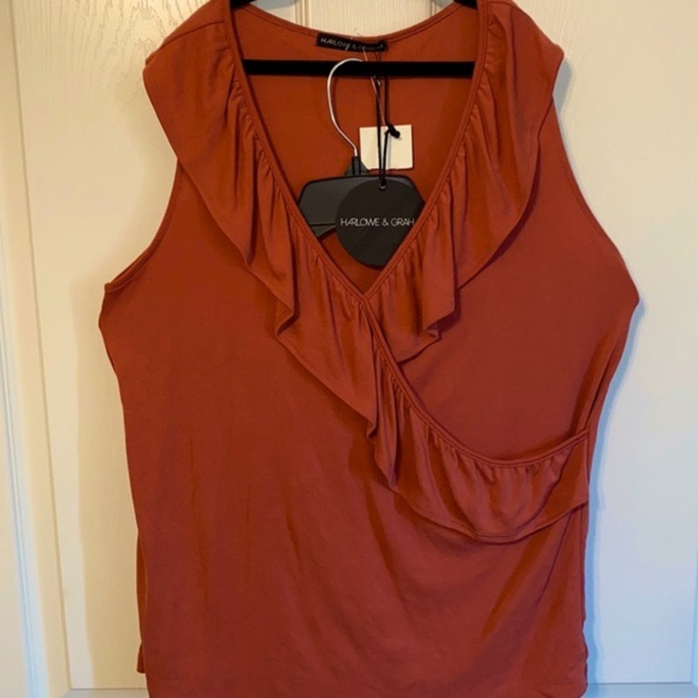 Harlowe&Graham Sleeveless Ruffle Wrap Tank